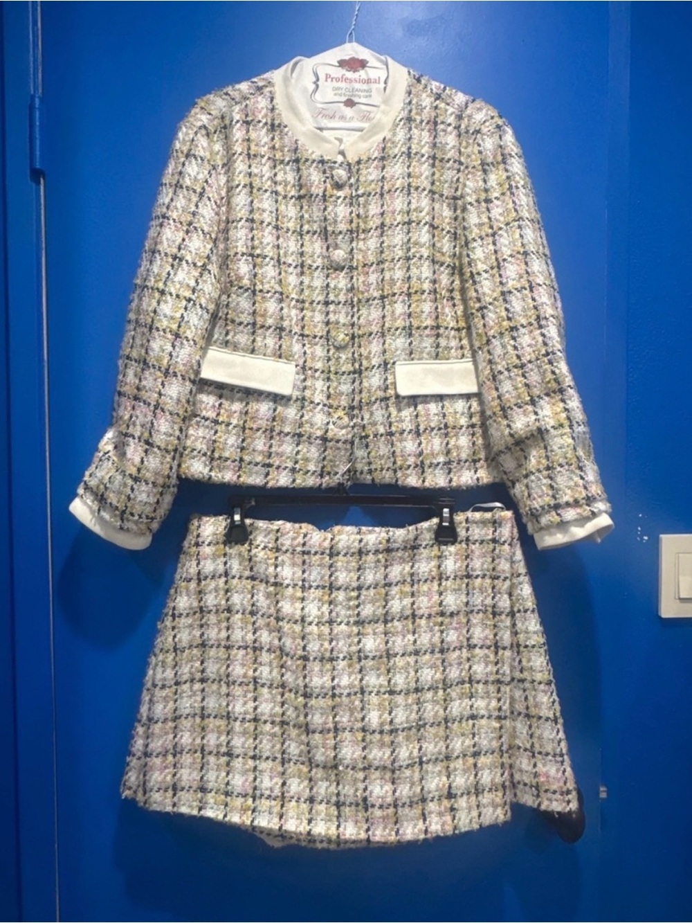 Avec Les Filles Tweed Skort Suit Set Blazer + Skirt XL / 16
